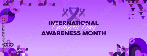 International Epilepsy Day illustration with Geometry design. Raising awareness about epilepsy and the urgent need for improved treatment, and better care. Epilepsy Day background in purplish colors