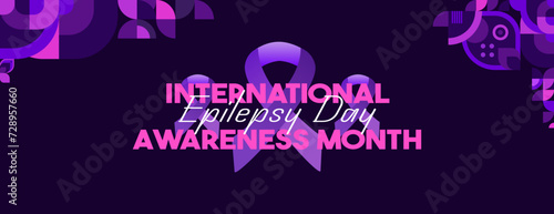 International Epilepsy Day illustration with Geometry design. Raising awareness about epilepsy and the urgent need for improved treatment, and better care. Epilepsy Day background in purplish colors