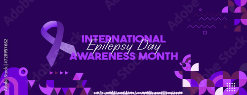 International Epilepsy Day illustration with Geometry design. Raising awareness about epilepsy and the urgent need for improved treatment, and better care. Epilepsy Day background in purplish colors