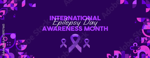 International Epilepsy Day illustration with Geometry design. Raising awareness about epilepsy and the urgent need for improved treatment, and better care. Epilepsy Day background in purplish colors