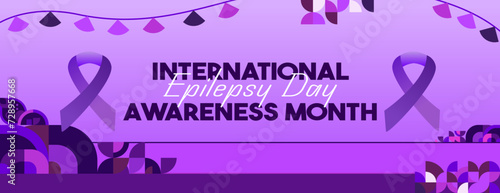 International Epilepsy Day illustration with Geometry design. Raising awareness about epilepsy and the urgent need for improved treatment, and better care. Epilepsy Day background in purplish colors