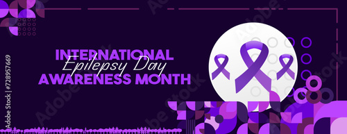 International Epilepsy Day illustration with Geometry design. Raising awareness about epilepsy and the urgent need for improved treatment, and better care. Epilepsy Day background in purplish colors