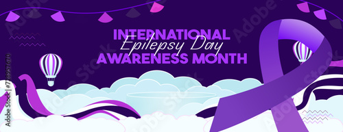 International Epilepsy Day illustration with Geometry design. Raising awareness about epilepsy and the urgent need for improved treatment, and better care. Epilepsy Day background in purplish colors