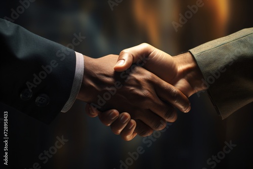 A black person shaking hands with a white person