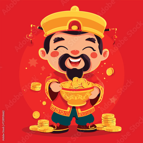 Chinese new year celebration God of Wealth airdrop money
