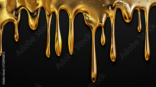 A Stunning Design Of Liquid Gold Cascading Down A Black Surface, Capturing The Essence Of Light And Luxury