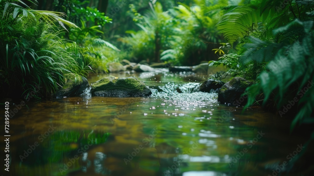 nature background with lush greenery and a gentle stream nature background with lush greenery and a gentle stream