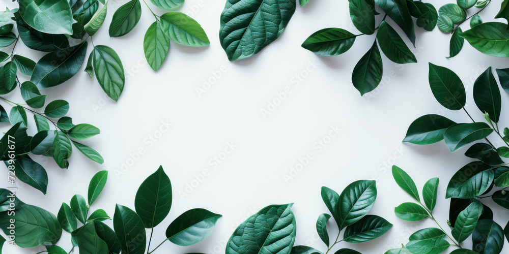 Top view green fern leaves on white background, Flat lay Minimal Top view green fern leaves on white background, Flat lay Minimal