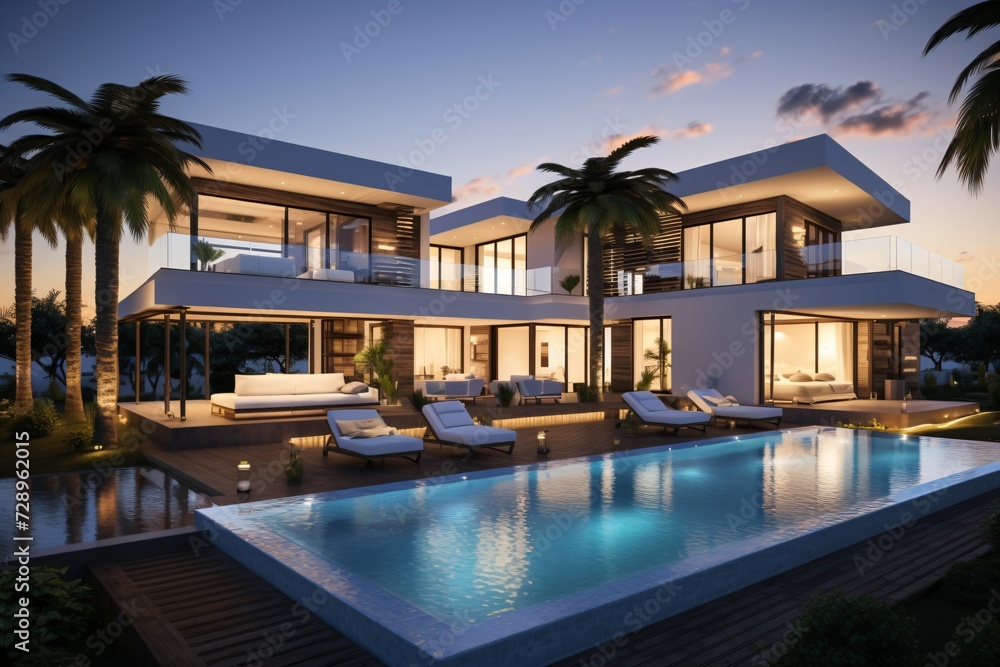 Fototapeta premium A tropical resort with swimming pool