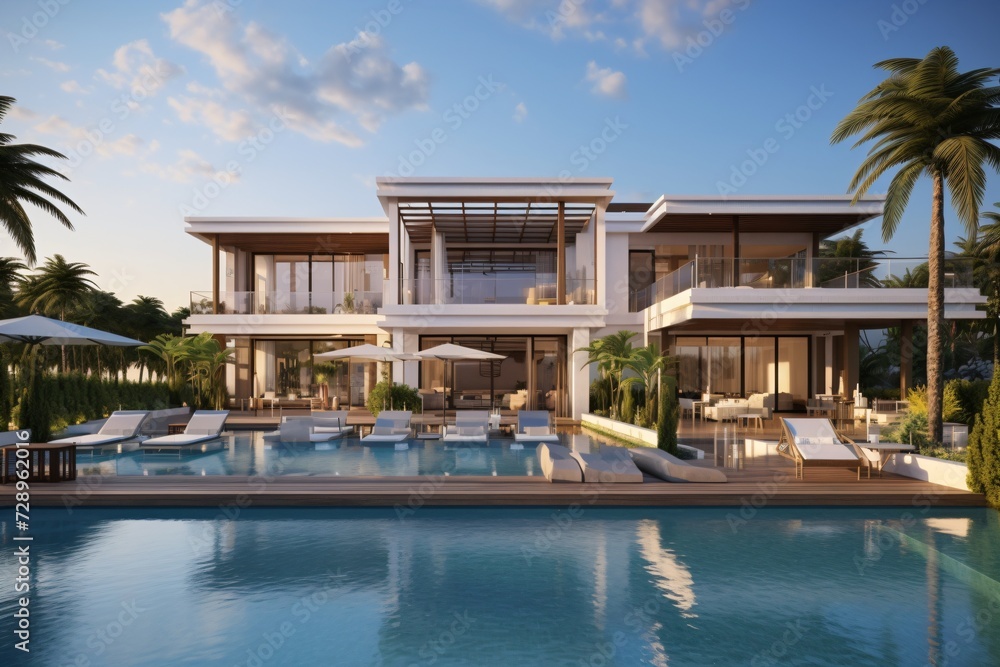 Fototapeta premium A tropical resort with swimming pool