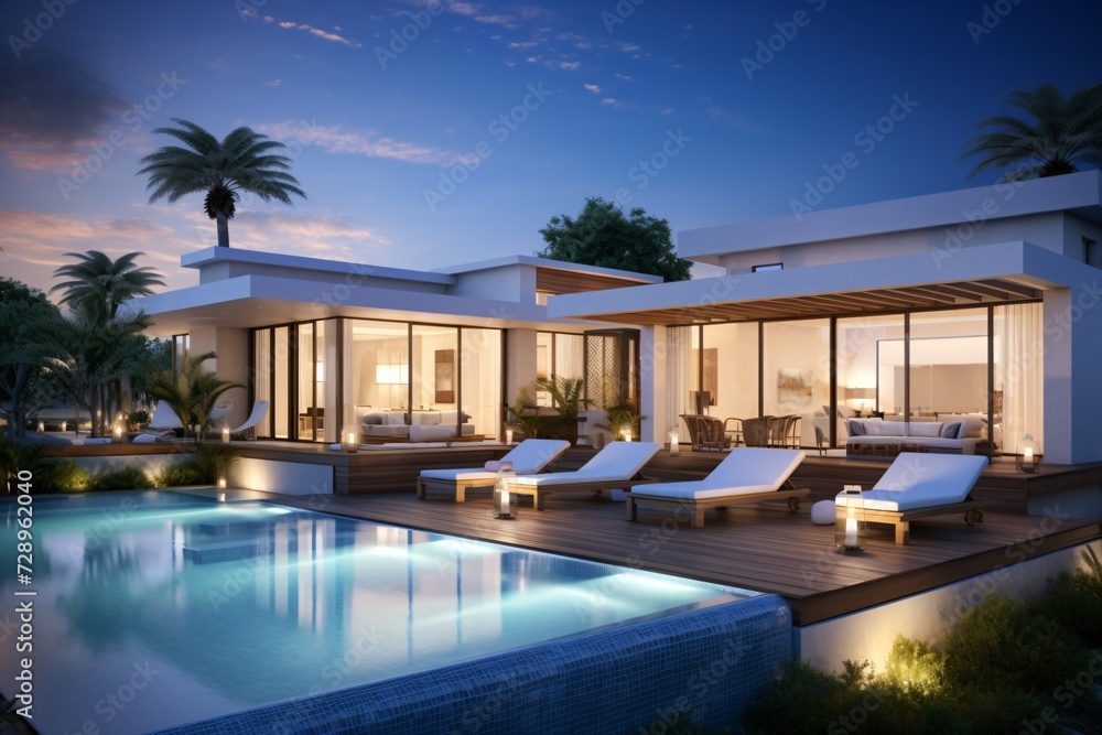 Fototapeta premium A tropical resort with swimming pool