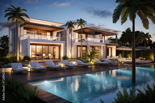 A big luxurious villa with a swimming pool © Tarun