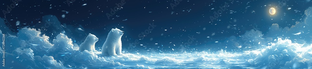 Smiling Polar Bears Enjoying a Snowy Day on Ice Smiling Polar Bears Enjoying a Snowy Day on Ice