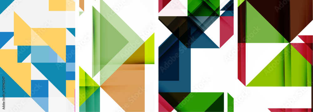 Triangle poster geometric background set Triangle poster geometric background set