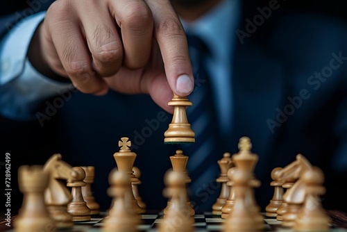 Wallpaper Mural Businessman strategically moving a chess piece during a game Representing strategic thinking Planning And decision-making in a competitive environment Torontodigital.ca