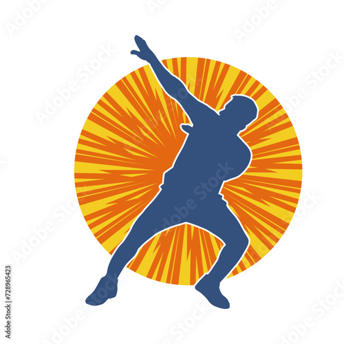 Silhouette of a male dancer in performing pose. Silhouette of a dancing man.