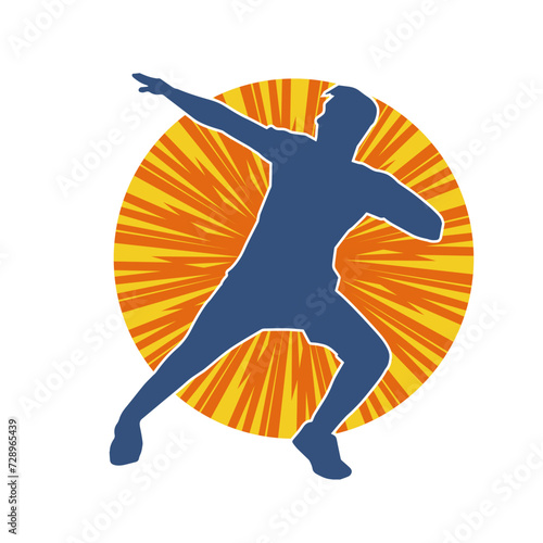 Silhouette of a male dancer in performing pose. Silhouette of a dancing man.