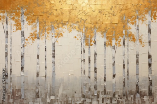 Abstract painting of trees in a forest