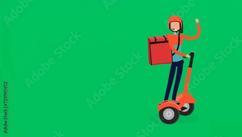 Delivery Man on a Segway, Green Screen Segway Delivery, Illustration Design