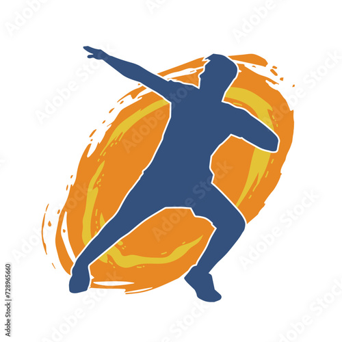 Silhouette of a male dancer in performing pose. Silhouette of a dancing man.