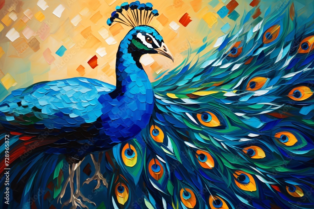 Fototapeta premium Painting of a peacock