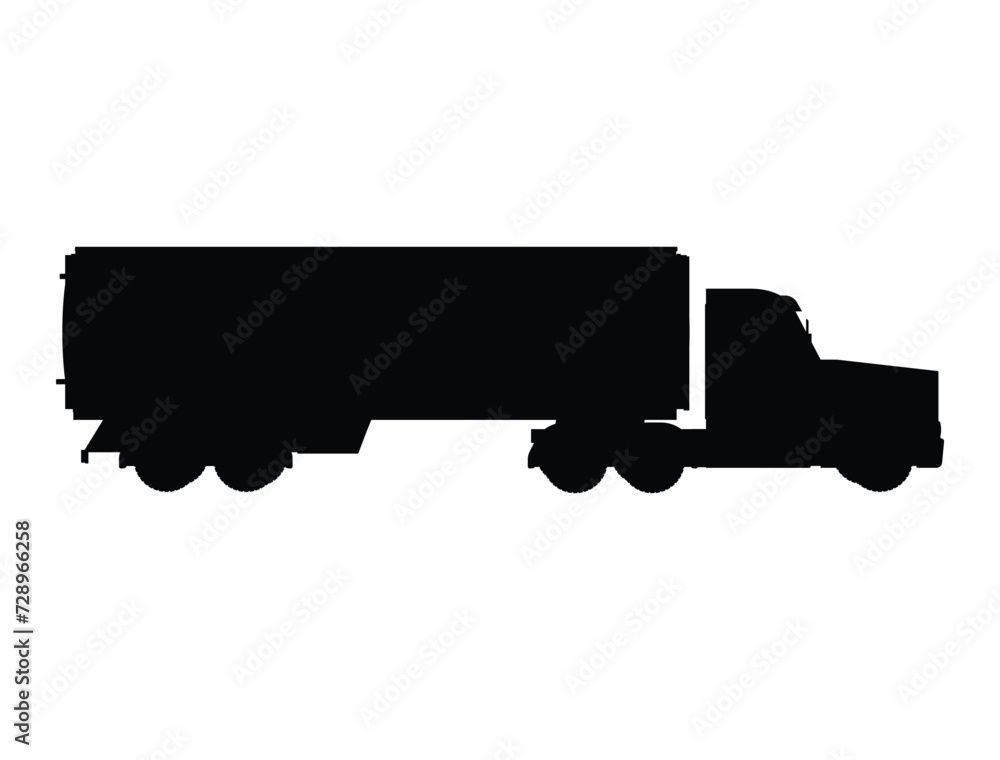 Truck silhouette vector art white background