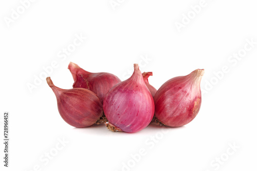 Red shallots isolated on white background