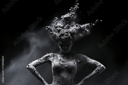 A woman rising from ashes
