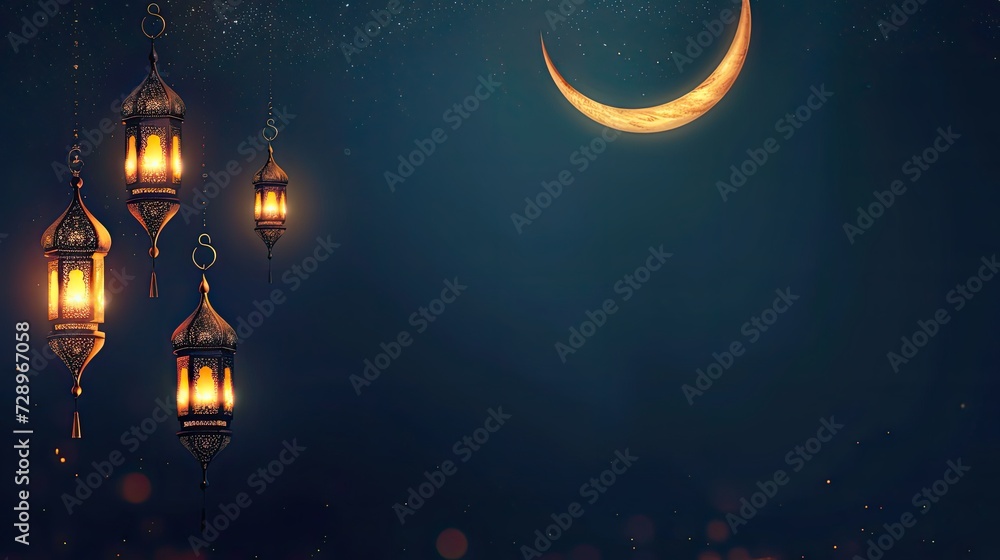 Fototapeta premium Radiant Ramadan Elegant and Minimalist Background for a Decorative Poster, Generative AI