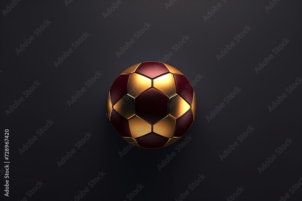 Fototapeta premium A maroon and golden color football 3d icon or illustration