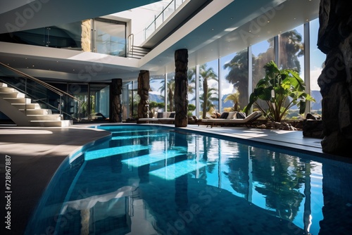 Indoor swimming pool in a luxurious villa or resort