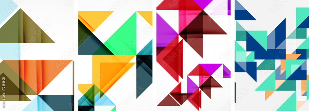 Set of colorful triangle poster cover template backgrounds. Vector illustration For Wallpaper, Banner, Background, Card, Book Illustration, landing page Set of colorful triangle poster cover template backgrounds. Vector illustration For Wallpaper, Banner, Background, Card, Book Illustration, landing page
