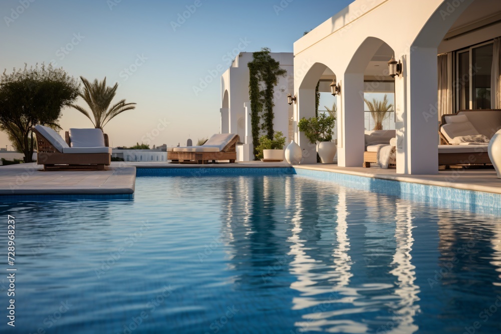 Obraz premium A big swimming pool in a resort