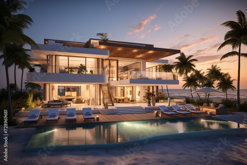 A luxury villa with a luxurious swimming pool