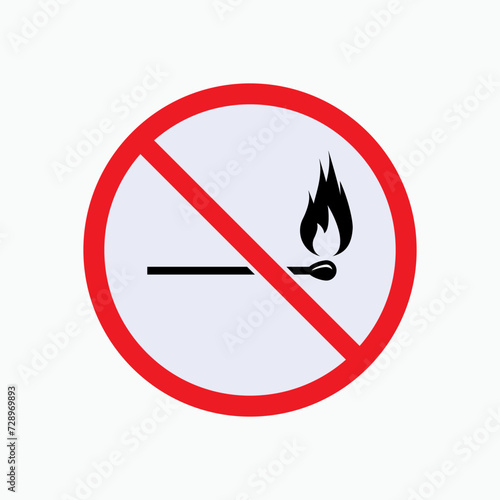 No Matches. Danger, Fire Source. Prohibition to Burning - Vector. 