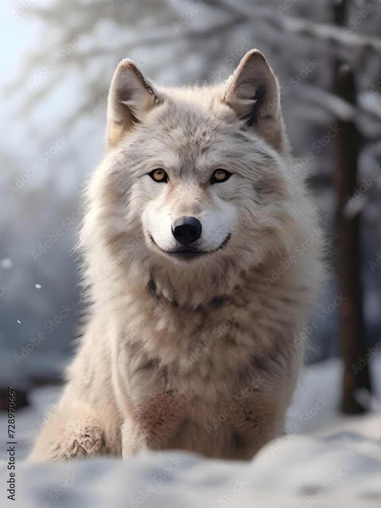 Fototapeta premium white wolf in snow