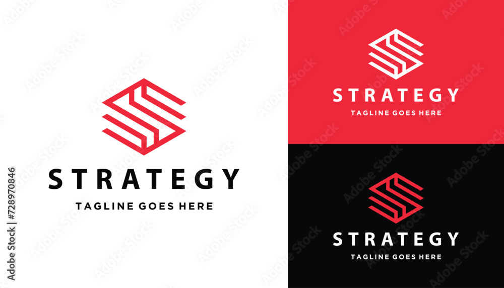 Fototapeta premium Initial Letter S Monogram With Modern Hexagon Stripes Logo Design