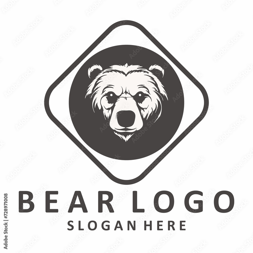 black bear head logo on a white background