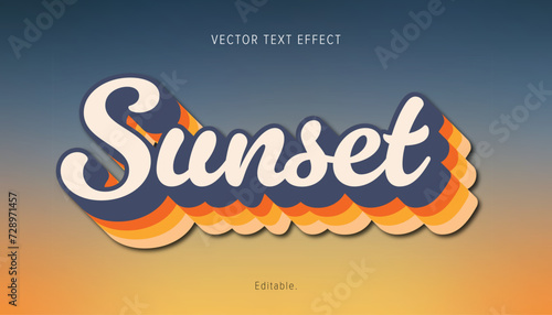 sunset text effect. editable retro and summer vibes typography