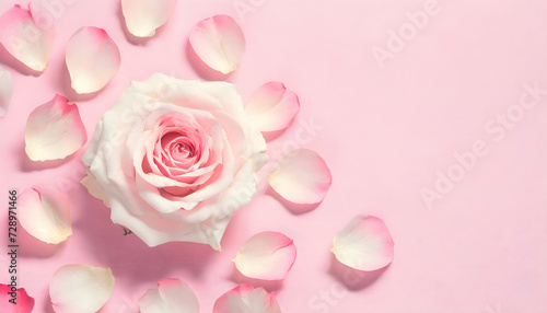 Abstract background for valentine's love with roses pattern and roses petals photo