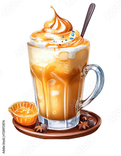 PSD a cup of delicious mocha caramel macchiato on a transparent background 1