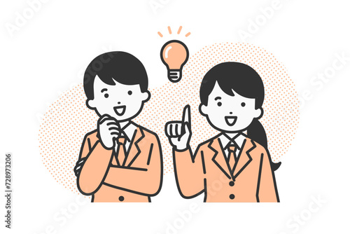 明るい表情をする学生の人物イラスト素材