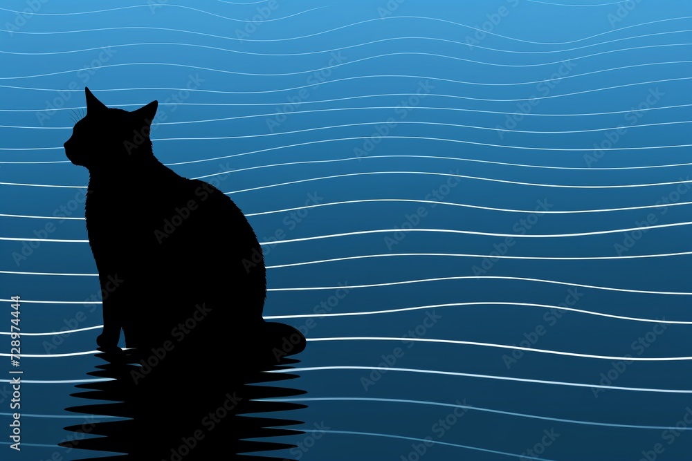 Obraz premium An abstract wallpaper of the silhouette of a cat lost in the universe