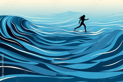 An abstract silhouette of a woman running on water, depicting restless and chaotic mind