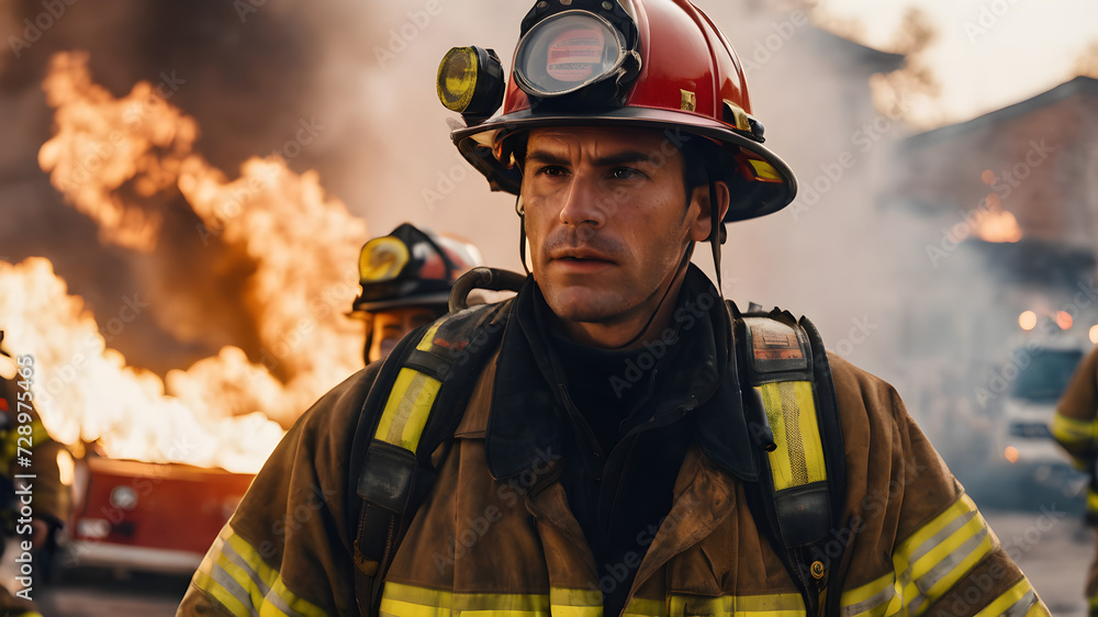 Resilient Fireman Facing Inferno Resilient Fireman Facing Inferno
