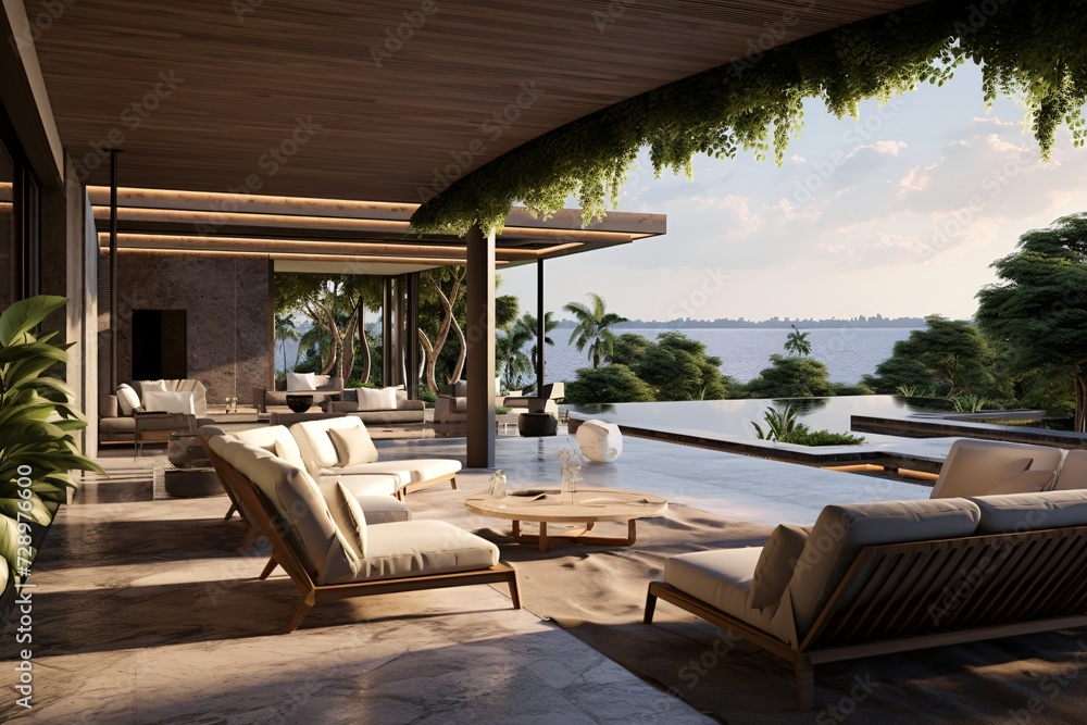 A premium villa or resort on a cliff with sea-view