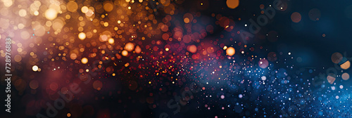  a blue yellow red green gold background with stars. Suitable for celestial, festive, or glamorous design , holiday-themed graphics.glitter lights. de focused. banner.bokeh blur circle