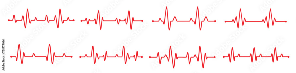 Heartbeat graph vector set concept of helping patients and exercising for health. 