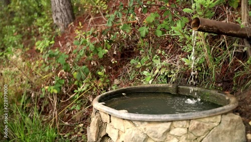 Flowing Water spigot in nature photo