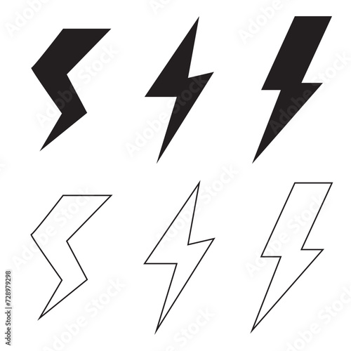 Electric power icon. Thunder bolt lightning icons set. Flash lightning sign vector collection. Various vector stock symbol illustration of thunderbolt electric flashes for energy powers . vector EPS10